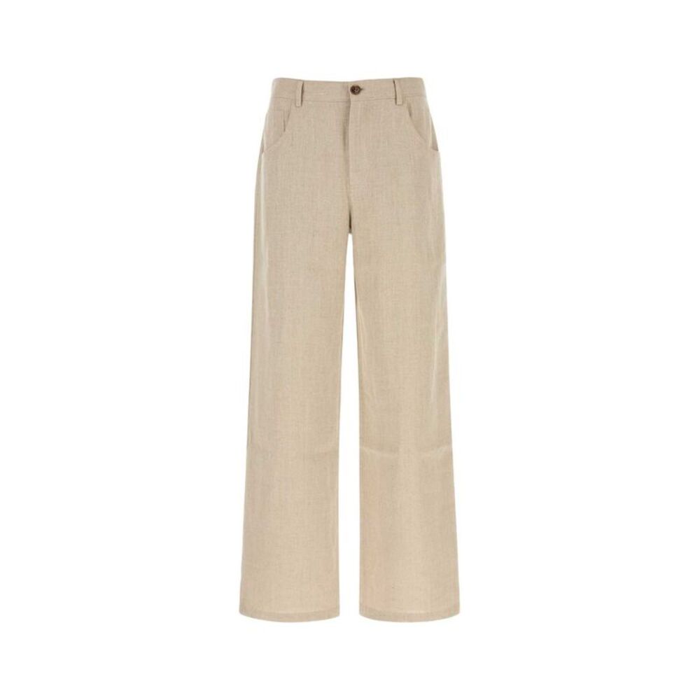 Sefr Men Sand Linen Wide-Leg Arno Pant